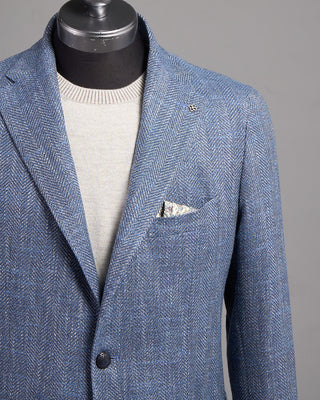 Tagliatore Elegant Wide Herringbone Soft Sport Jacket Light Blue 3 2459