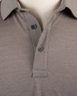 Paul  Shark Shark Tag Two Tone Cotton Pique Polo Taupe 85