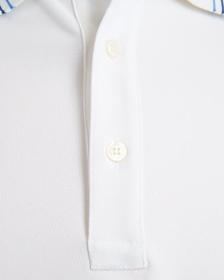 Paul  Shark Printed Fin Seaqual® Yarn Polo Shirt White 1736