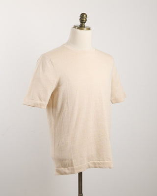 Gran Sasso Linen  Cotton Fine Knit T Shirt Cream 1833