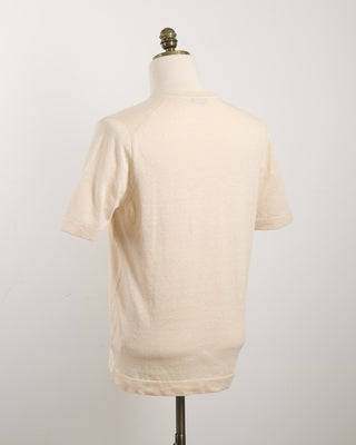Gran Sasso Linen  Cotton Fine Knit T Shirt Cream 1834