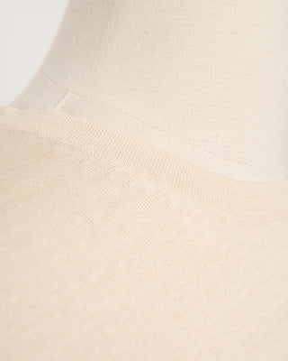 Gran Sasso Linen  Cotton Fine Knit T Shirt Cream 1836