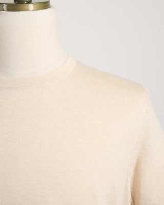 Gran Sasso Linen  Cotton Fine Knit T Shirt Cream 1837