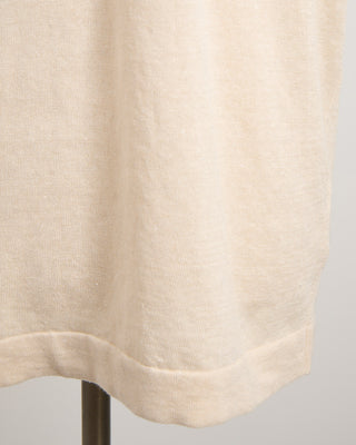 Gran Sasso Linen  Cotton Fine Knit T Shirt Cream 1839
