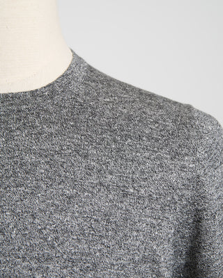 Gran Sasso Linen  Cotton Fine Knit T Shirt Salt  Pepper 1811