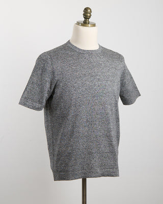 Gran Sasso Linen  Cotton Fine Knit T Shirt Salt  Pepper 1815