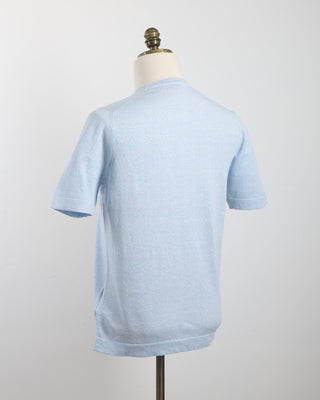 Gran Sasso Linen  Cotton Fine Knit T Shirt Light Blue 1818