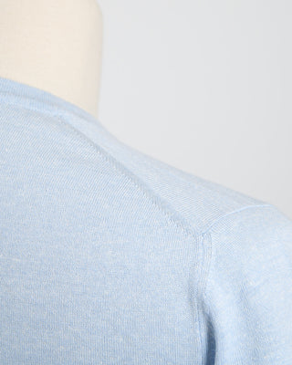 Gran Sasso Linen  Cotton Fine Knit T Shirt Light Blue 1820