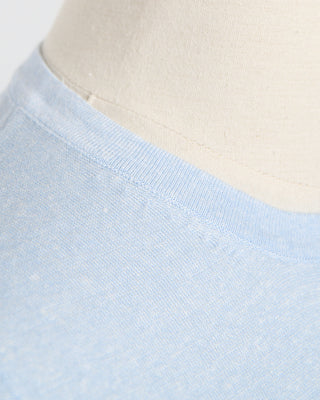 Gran Sasso Linen  Cotton Fine Knit T Shirt Light Blue 1821