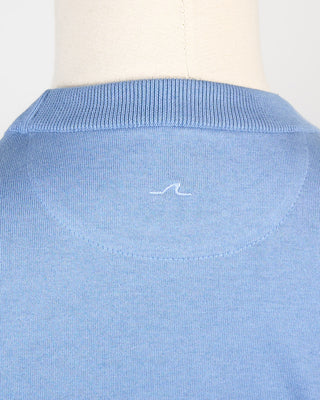 Paul  Shark Leather Trim Cotton  Cashmere Crewneck Light Blue 175
