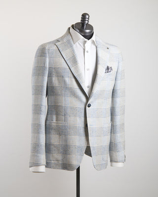 Tagliatore Elegant Summer Check Jacket Light Blue 1409