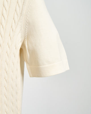 Gran Sasso Cableknit Full Botton Polo Cream 1727