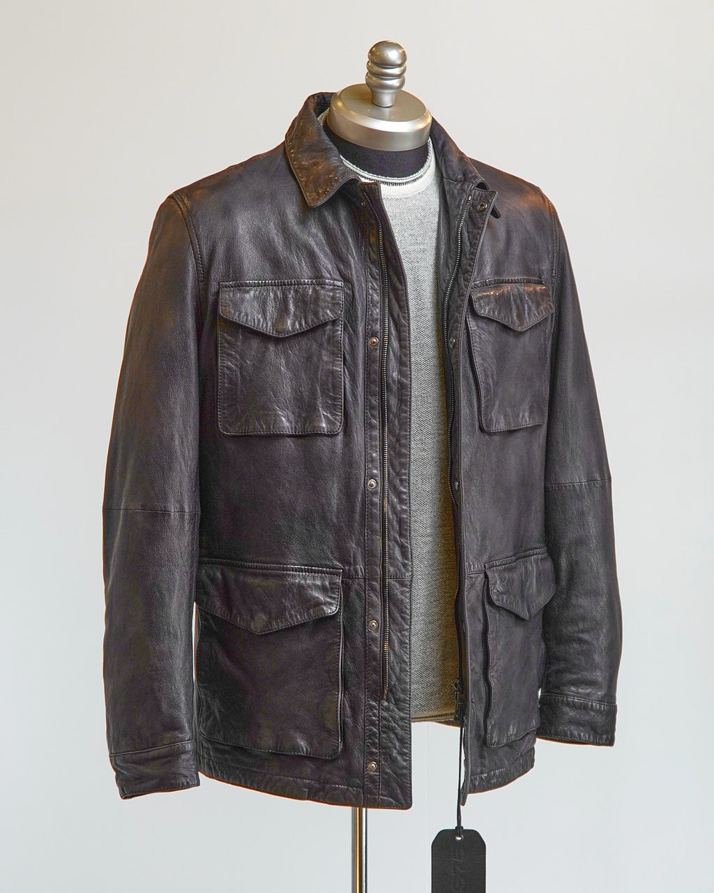 III-Fashions Leather Jacket Men Motorcycle - Vintage Style Shirt Collar  Slim Fit Leather Jacket - John Black Leather Jacket For Men at  Men's  Clothing store
