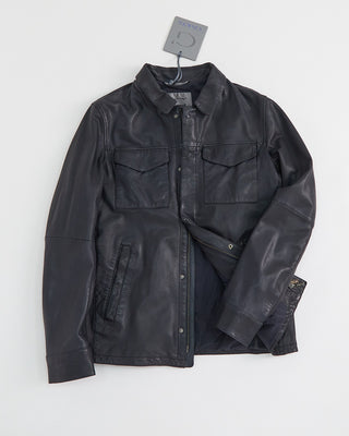Gimos Nappa Leather Shirt Jacket Navy 1
