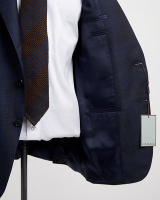 Canali Shadow Check Super 130s Navy Suit Navy  4
