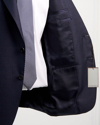 Canali Tonal Prince Of Wales Super 130s Navy Suit Navy  4