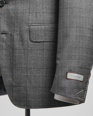 Canali Prince Of Wales Super 130s Grey Suit Grey  1