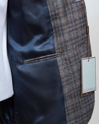 Canali Checked Wool Linen Silk Sport Jacket Multi  6