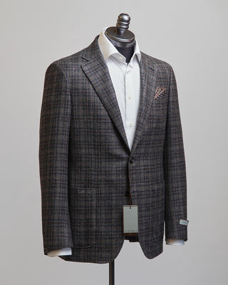 Canali Checked Wool Linen Silk Sport Jacket Multi  7
