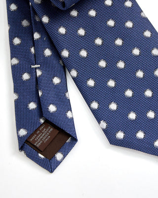 Canali Soft Dots Jacquard Silk Necktie Blue 1 2