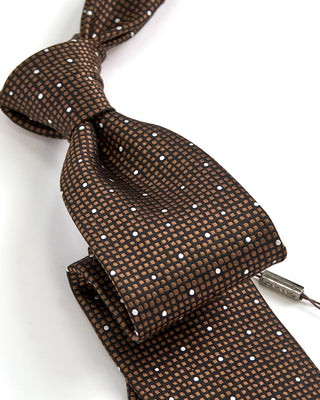 Canali Dots Jacquard Silk Necktie Black  Brown 1 1
