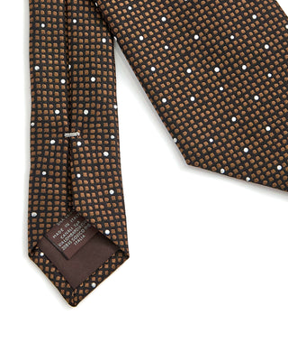 Canali Dots Jacquard Silk Necktie Black  Brown 1 2
