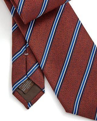 Canali Crepe Stripe Jacquard Silk Necktie Red 1