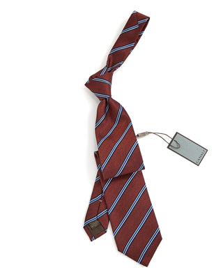 Canali Crepe Stripe Jacquard Silk Necktie Red 1 2