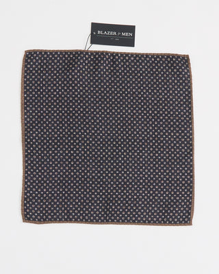 Dion Silk Reversible Dot, Prince Of Wales Pocket Square Charcoal 1