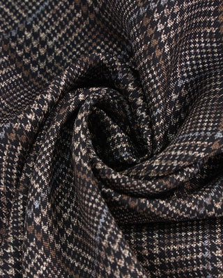 Dion Silk Reversible Dot, Prince Of Wales Pocket Square Charcoal 1 2