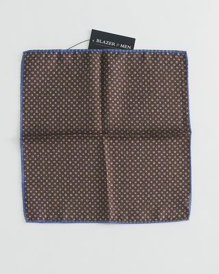 Dion Silk Reversible Dot, Prince Of Wales Pocket Square Tobacco 1