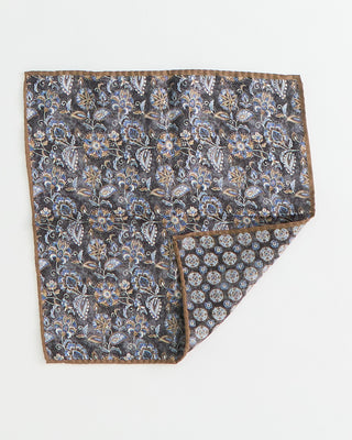Dion Silk Reversible Floral, Medallion Pocket Square Charcoal  1
