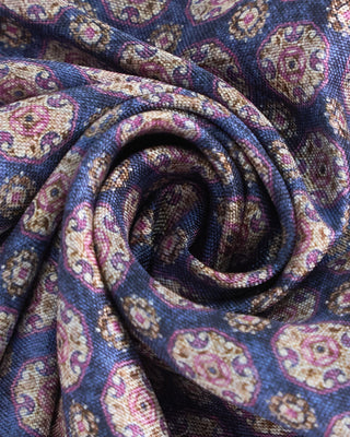Dion Silk Reversible Floral, Medallion Pocket Square Denim  2