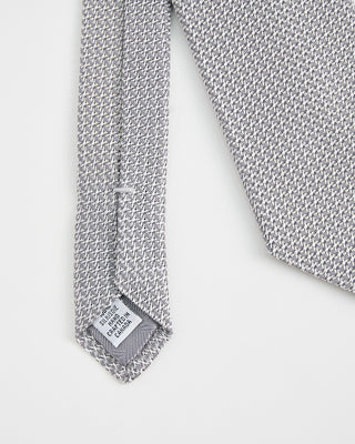 Dion Woven Grenadine Silk Tie Silver 