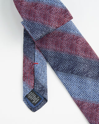 Dion Woven Jacquared Melange Bar Stripe Linen Tie Pink 