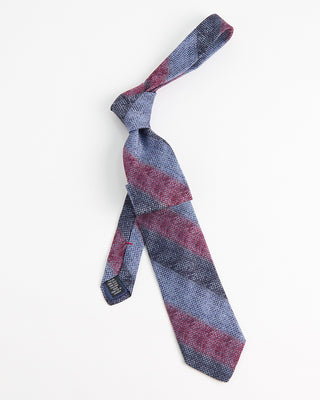 Dion Woven Jacquared Melange Bar Stripe Linen Tie Pink  2