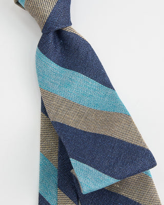 Dion Grain Bar Stripes Silk Tie Turquoise  1