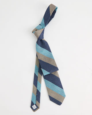 Dion Grain Bar Stripes Silk Tie Turquoise  2