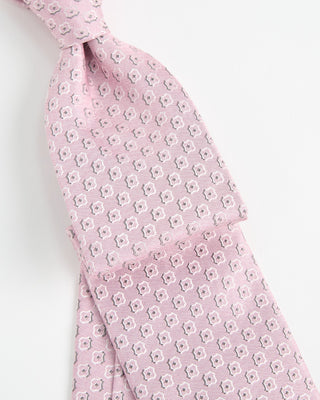 Dion Woven Jacquared Octo Diamond Silk Tie Pink  1