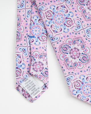 Dion Woven Jacquared Floral Mandala Silk Tie Pink 