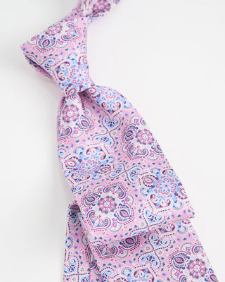 Dion Woven Jacquared Floral Mandala Silk Tie Pink  1