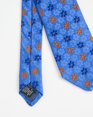 Dion Woven Jacquared Buttercup Flower Silk Tie Blue 
