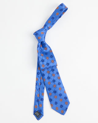 Dion Woven Jacquared Buttercup Flower Silk Tie Blue  2