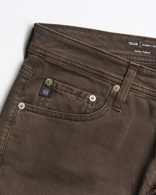 AG Jeans Tellis Deep Woodland Sateen Cotton 5 Pocket Pants Brown 873