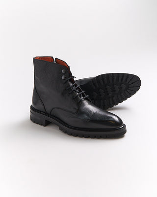 Giulio Moretti St. Moritz Lug Sole Leather Lace Up Boots Black 1541