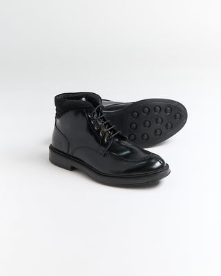 Giulio Moretti Polished Leather Hybrid Split Toe Boots Black 2043