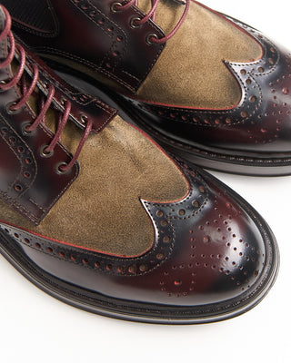Giulio Moretti Leather  Suede Wingtip Boots Bordeaux 2021