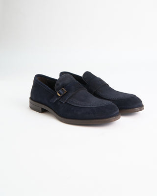 Ton Goût Prussian Suede Monkstrap Loafers Navy