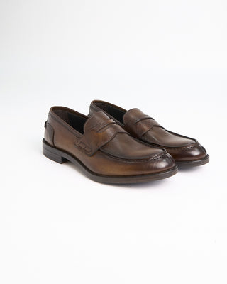 Ton Goût Sheepskin Burnished Moc Penny Loafers Brown 