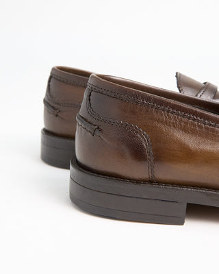 Ton Goût Sheepskin Burnished Moc Penny Loafers Brown  2
